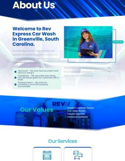 Rev Express Car Wash custom website design by Victor Bustos